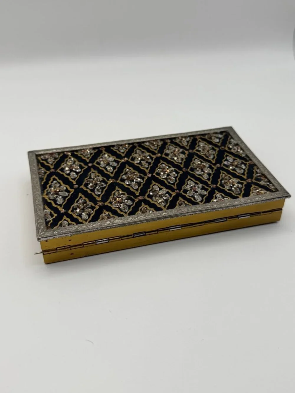 Vintage Ornate Beaded Vanity Compact Makeup Case Secret Compartment VTG 1950's